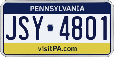 PA license plate JSY4801