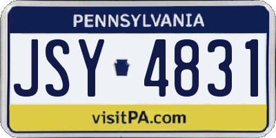 PA license plate JSY4831