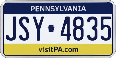 PA license plate JSY4835