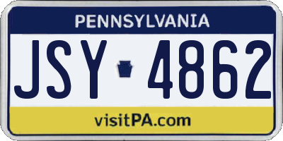 PA license plate JSY4862