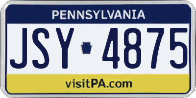 PA license plate JSY4875