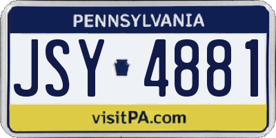 PA license plate JSY4881