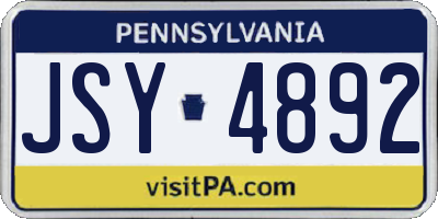 PA license plate JSY4892