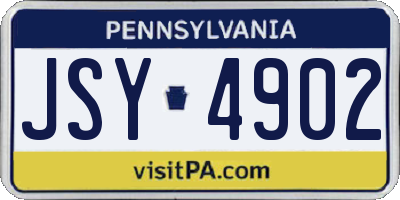 PA license plate JSY4902