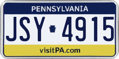 PA license plate JSY4915