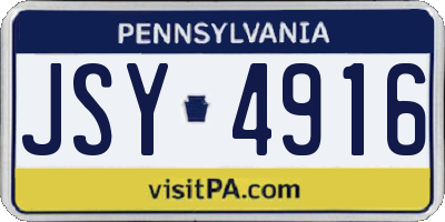 PA license plate JSY4916