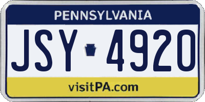 PA license plate JSY4920
