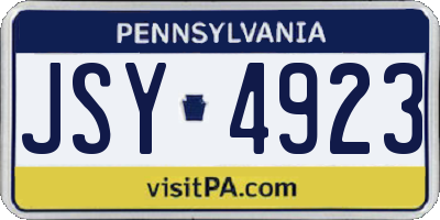 PA license plate JSY4923