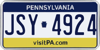 PA license plate JSY4924