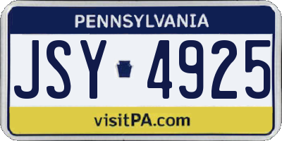 PA license plate JSY4925