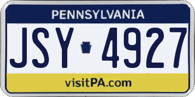 PA license plate JSY4927