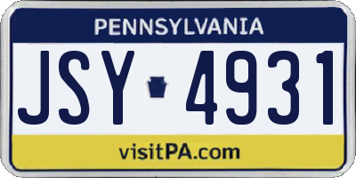 PA license plate JSY4931