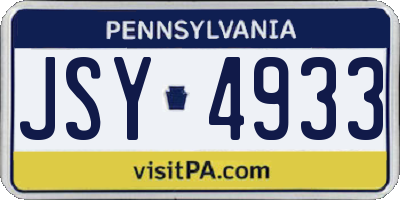 PA license plate JSY4933