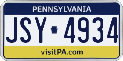 PA license plate JSY4934