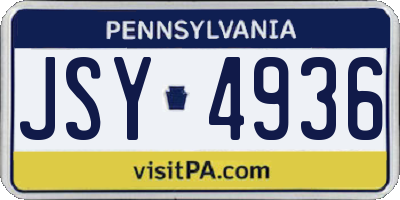PA license plate JSY4936