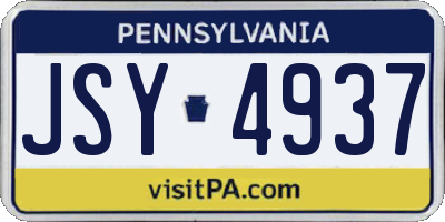 PA license plate JSY4937