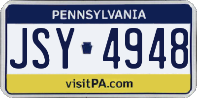 PA license plate JSY4948