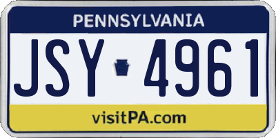 PA license plate JSY4961