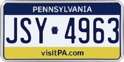 PA license plate JSY4963