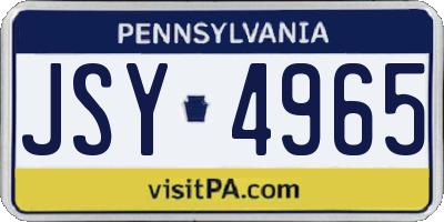 PA license plate JSY4965