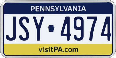 PA license plate JSY4974