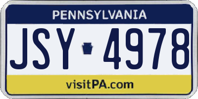 PA license plate JSY4978