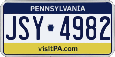 PA license plate JSY4982