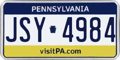 PA license plate JSY4984
