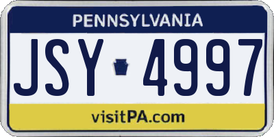 PA license plate JSY4997