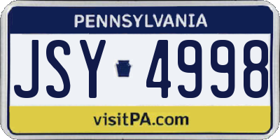 PA license plate JSY4998