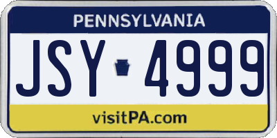 PA license plate JSY4999