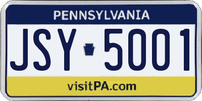 PA license plate JSY5001