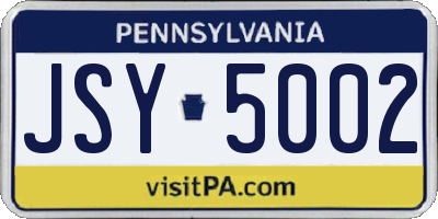 PA license plate JSY5002