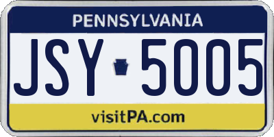 PA license plate JSY5005