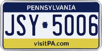 PA license plate JSY5006