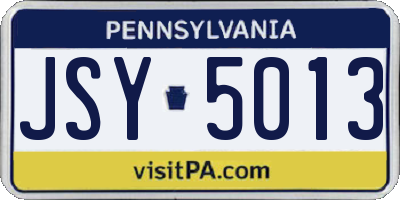 PA license plate JSY5013