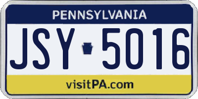 PA license plate JSY5016