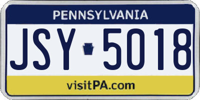 PA license plate JSY5018