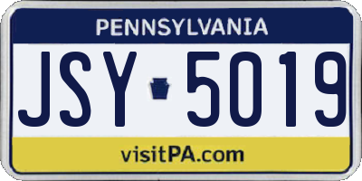 PA license plate JSY5019