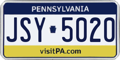 PA license plate JSY5020