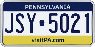 PA license plate JSY5021