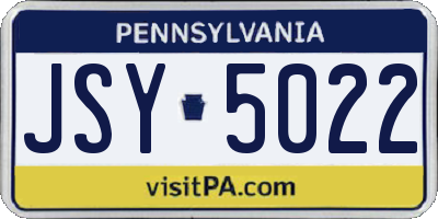 PA license plate JSY5022