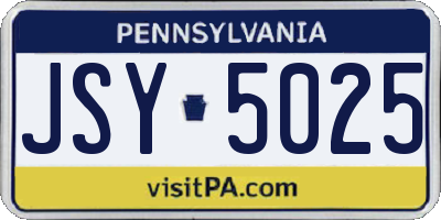PA license plate JSY5025