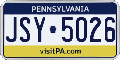PA license plate JSY5026