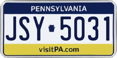 PA license plate JSY5031