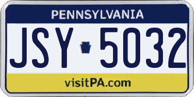 PA license plate JSY5032