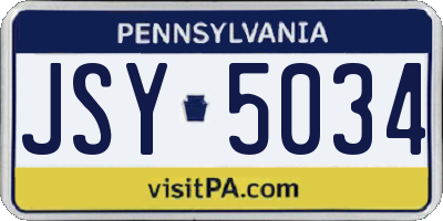 PA license plate JSY5034