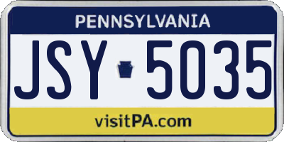 PA license plate JSY5035