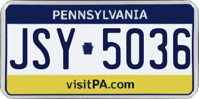 PA license plate JSY5036