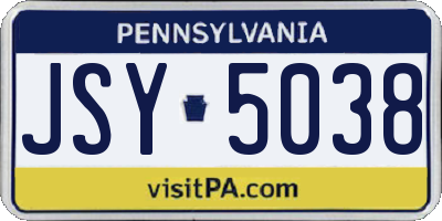PA license plate JSY5038